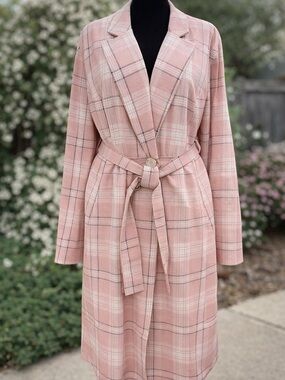 torrid Dusty Pink Plaid Belted Jacket